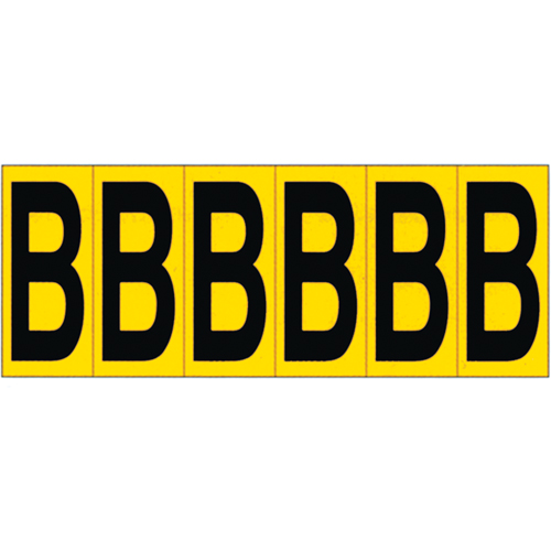 Individual Adhesive Letter Markers, B, 2-15/16" H, Black on Yellow Seaboard Timber Mart