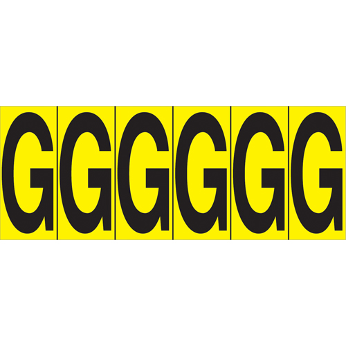 Individual Adhesive Letter Markers, G, 2-15/16" H, Black on Yellow Seaboard Timber Mart