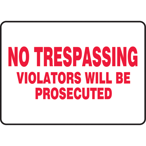 Enseigne  No Trespassing , 10" x 14", Vinyle, Anglais Seaboard Timber Mart