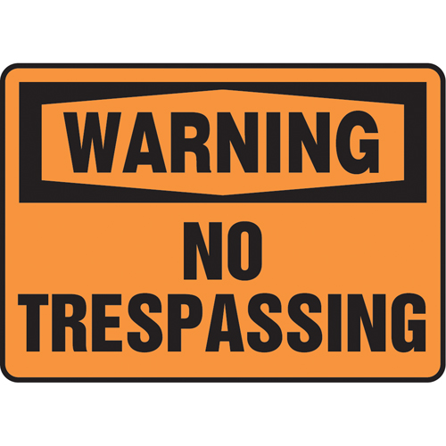 Enseigne  No Trespassing , 7" x 10", Vinyle, Anglais Seaboard Timber Mart