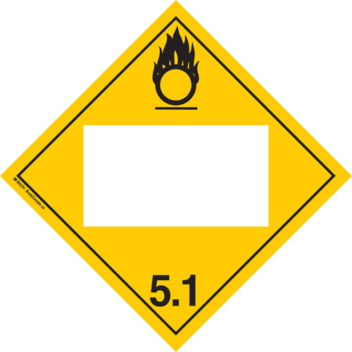 Oxidizer TDG Placard, Adhesive Vinyl Seaboard Timber Mart