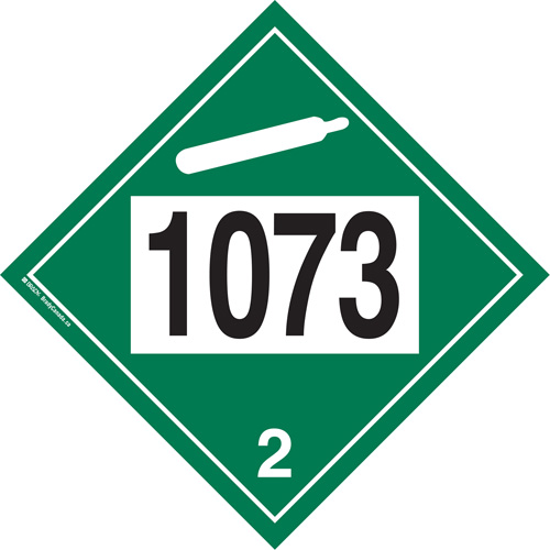 Plaque-&eacute;tiquette TMD 1073 pour gaz ininflammable oxyg&egrave;ne liqu&eacute;fi&eacute;, Plastique Seaboard Timber Mart