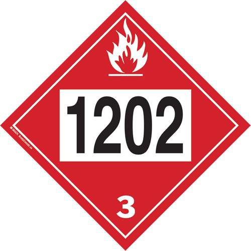 1202 Fuel Oil Flammable Liquid TDG Placard, Plastic Seaboard Timber Mart