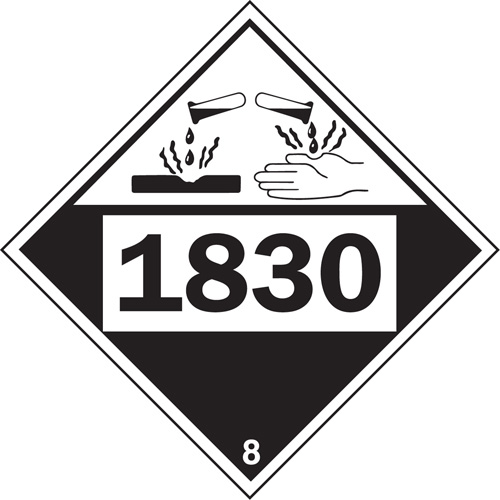 1830 Sulphuric Acid Corrosive Materials TDG Placard, Plastic Seaboard Timber Mart
