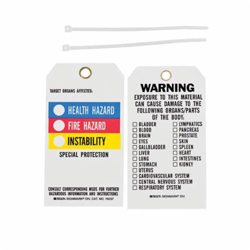 Right-To-Know Tags, Polyester, 3" W x 5-3/4" H, English Seaboard Timber Mart