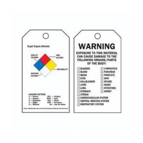 Right-To-Know Tags, Polyester, 3" W x 5-3/4" H, English Seaboard Timber Mart