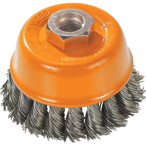 Knot-Twisted Wire Cup Brush, 3" Dia. x 5/8"-11 Arbor Seaboard Timber Mart