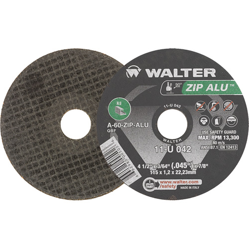 Zip Alu Cut-Off Wheel, 4-1/2" x 3/64", 7/8" Arbor, Type 1, Aluminum Oxide, 13300 RPM Seaboard Timber Mart