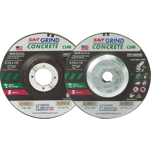 C24N Concrete Grinding Wheel, 5" x 1/4", 7/8" Arbor, Type 27 Seaboard Timber Mart