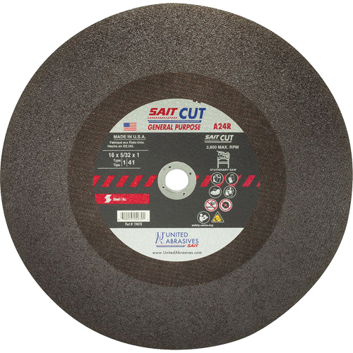 Cut-Off Saw (A24R), 14" x 1/8", 1" Arbor, Type 1, Aluminum Oxide, 4400 RPM Seaboard Timber Mart