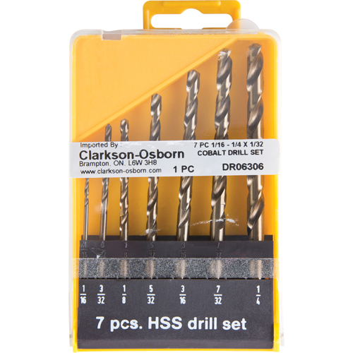Jobber Length Drill Set, 7 Pieces, Cobalt Seaboard Timber Mart