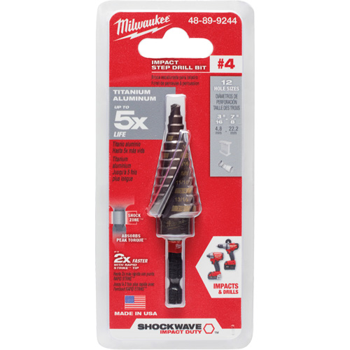 Foret &eacute;tag&eacute; #4 Shockwave Impact Duty, 3/16" - 7/8", Incr&eacute;ments de 1/16", Titane Seaboard Timber Mart