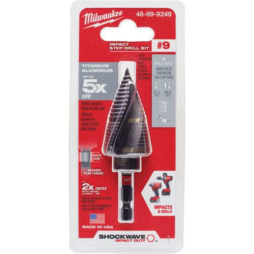 Foret &eacute;tag&eacute; #9 Shockwave Impact Duty, 7/8" - 1-1/8", Incr&eacute;ments de 1/4", Titane Seaboard Timber Mart