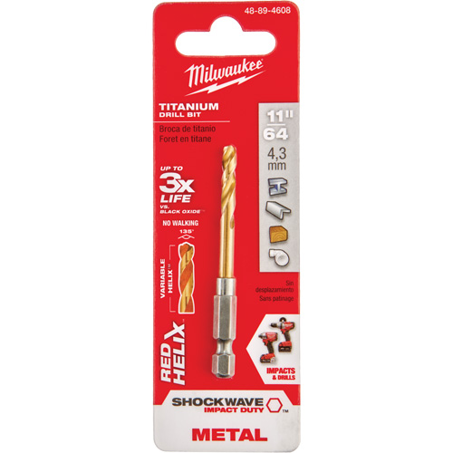 Shockwave Drill Bit, 11/64", Titanium, 1-3/32" Flute, 135° Point Seaboard Timber Mart