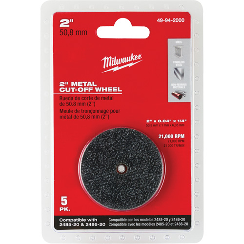 Disque &agrave; tronçonner pour meuleuse &agrave; angle droit M12 Fuel, 2" x 0,04", Arbre de 1/4", Type 1, Oxyde d'aluminium, 21000 Tr/min Seaboard Timber Mart