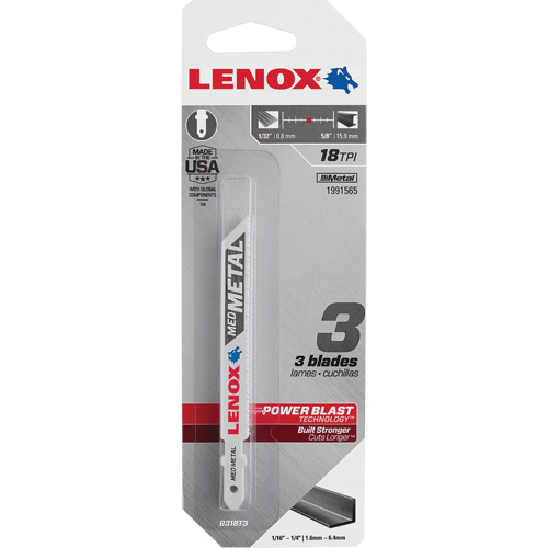 Lames de scie sauteuse pour coupe du m&eacute;tal, Bim&eacute;tal, 18 Dents par pouce, 3-5/8" lo x 3/8" la Seaboard Timber Mart