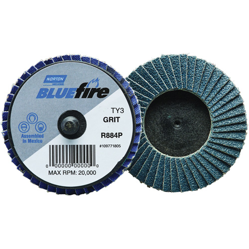 Mini-disque &agrave; lamelles R884P BlueFire, 3" x Type 27, Grain P40, Alumine de zirconium Seaboard Timber Mart
