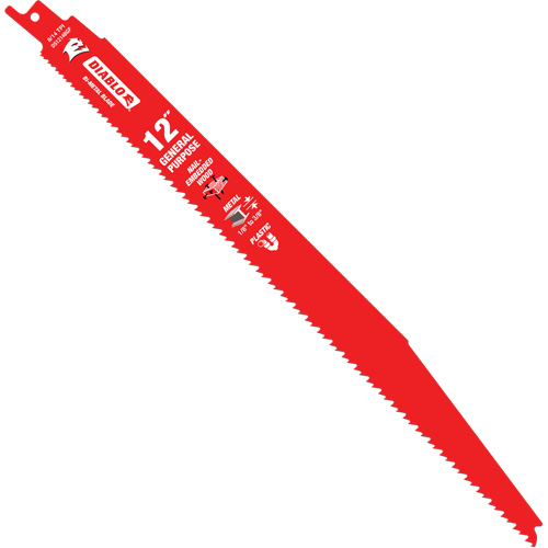General-Purpose Reciprocating Saw Blade, Bi-Metal, 8-14 TPI, 12" L x 1" W Seaboard Timber Mart