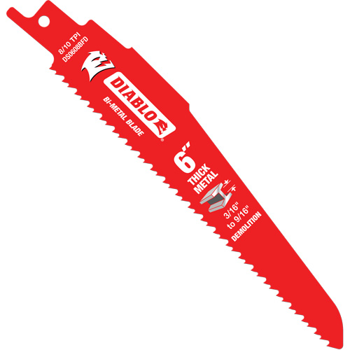 Reciprocating Blade for Thick Metal/Demolition, Bi-Metal, 8-10 TPI, 6" L Seaboard Timber Mart