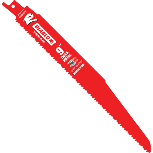 Reciprocating Blade for Thick Metal/Demolition, Bi-Metal, 8-10 TPI, 9" L Seaboard Timber Mart