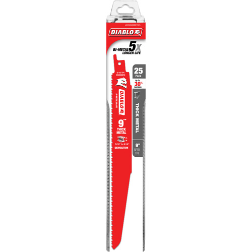 Reciprocating Blade for Thick Metal/Demolition, Bi-Metal, 8-10 TPI, 9" L Seaboard Timber Mart