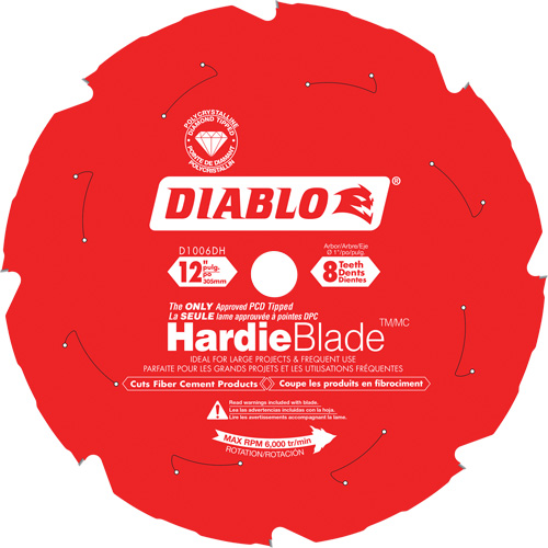 Lame de scie &agrave; d&eacute;couper HardieBlade, 12", 8 dents, Pour B&eacute;ton de fibre Seaboard Timber Mart