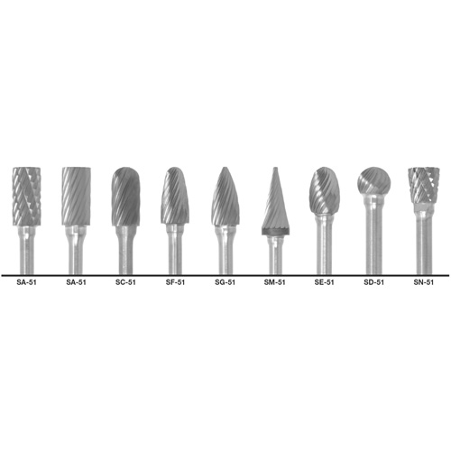 1855 Double Cut Carbide Burr Set, 9 Pieces Seaboard Timber Mart