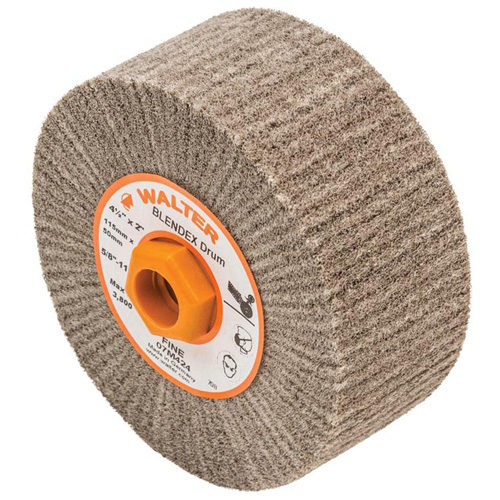 Tambour de conditionnement de surface Blendex, 4-1/2" dia. x 2" la, 5/8"-11 Arbre, Grain Fin Seaboard Timber Mart