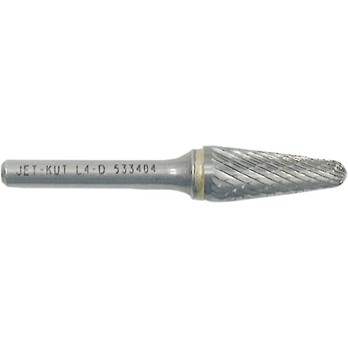 L4-D JET-KUT&reg; Taper Shape Burr with Radius End, 1/4" Dia., 1/4" Shank, 1-1/8" Depth of Cut Seaboard Timber Mart