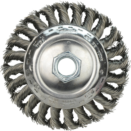 Bevel Knot Brush, 4" Dia., 0.023" Fill, 5/8"-11 Arbor Seaboard Timber Mart