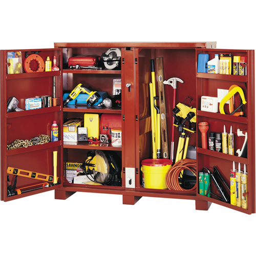 Jobsite Shelf Cabinet, Steel, 47.5 Cubic Feet, Red Seaboard Timber Mart