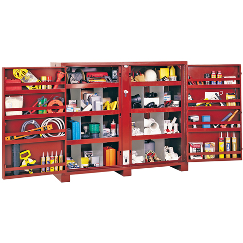 Jobsite Shelf Cabinet, Steel, 49 Cubic Feet, Red Seaboard Timber Mart