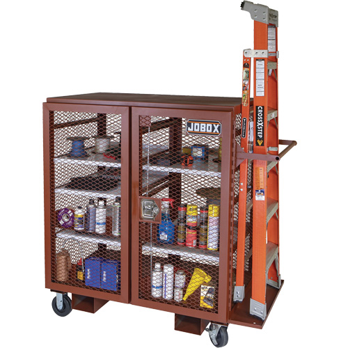 Mobile Mesh Cabinet, Steel, 37 Cubic Feet, Red Seaboard Timber Mart