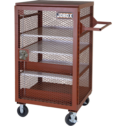 Mobile Mesh Cabinet, Steel, 22 Cubic Feet, Red Seaboard Timber Mart