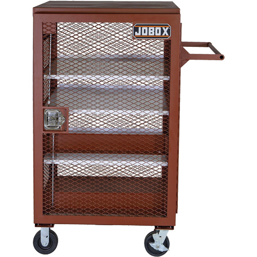 Mobile Mesh Cabinet, Steel, 22 Cubic Feet, Red Seaboard Timber Mart