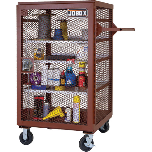 Mobile Mesh Cabinet, Steel, 22 Cubic Feet, Red Seaboard Timber Mart