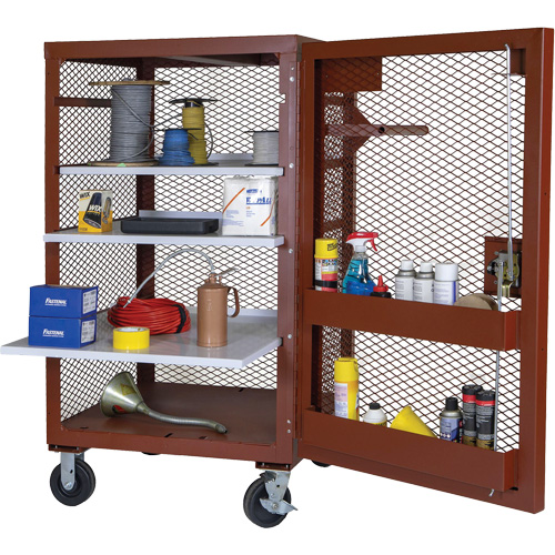 Mobile Mesh Cabinet, Steel, 22 Cubic Feet, Red Seaboard Timber Mart