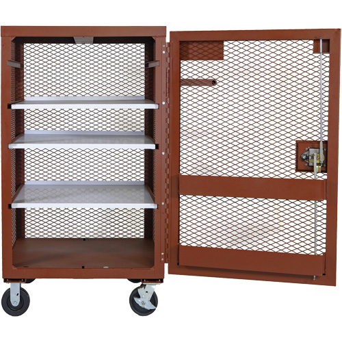 Mobile Mesh Cabinet, Steel, 22 Cubic Feet, Red Seaboard Timber Mart