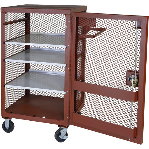 Mobile Mesh Cabinet, Steel, 22 Cubic Feet, Red Seaboard Timber Mart