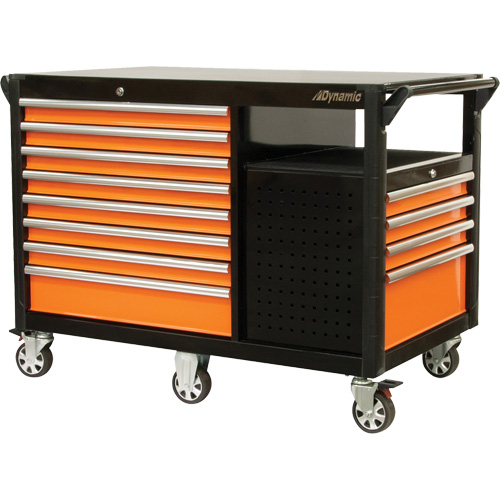 Chariot industriel, 12 tiroirs, 31-5/8" lo x 52-1/2" la x 40-1/4" h, Noir/Orange Seaboard Timber Mart