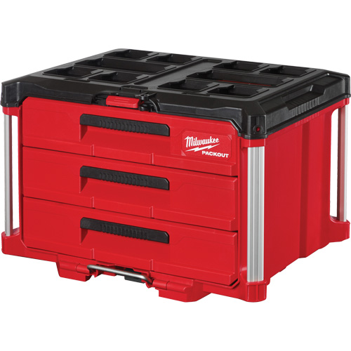 Packout 3-Drawer Tool Box, 16-1/3" x 14-1/3" x 22-1/5", Black/Red Seaboard Timber Mart