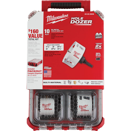 Trousse de scie cloche Packout Hole Dozer, 10 morceaux Seaboard Timber Mart