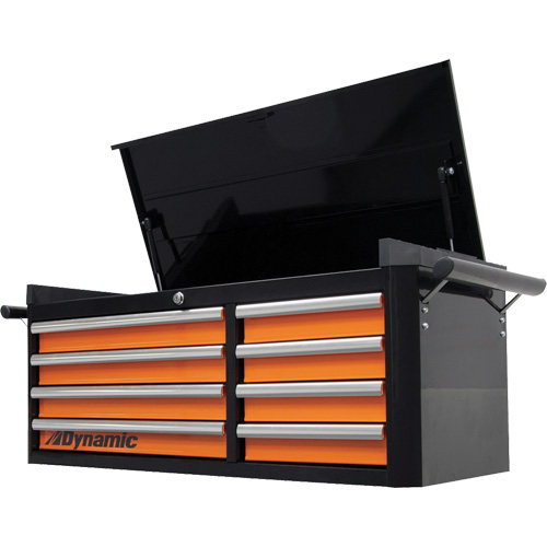 Top Chest, 42" W, 8 Drawers, Black/Orange Seaboard Timber Mart