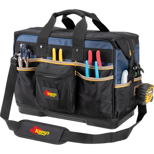 Sac &agrave; outils ferm&eacute; pour entrepreneurs &agrave; base moul&eacute;e, Polyester balistique, 29 pochettes, Noir/Bleu Seaboard Timber Mart