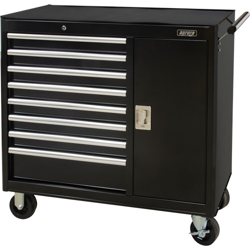 Chariot &agrave; outils industriel, 8 tiroirs, 44-3/10" la x 21-1/10" p x 36-7/10" h, Noir Seaboard Timber Mart
