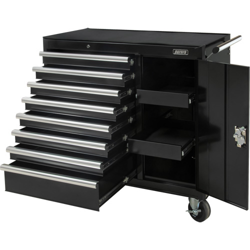Chariot &agrave; outils industriel, 8 tiroirs, 44-3/10" la x 21-1/10" p x 36-7/10" h, Noir Seaboard Timber Mart