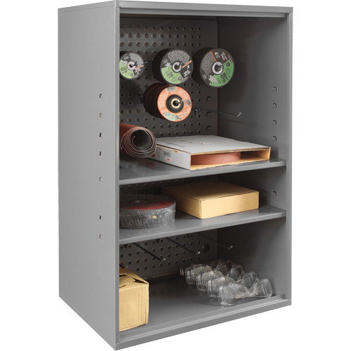 Abrasive Storage Cabinet with Pegboard, Steel, 19-7/8" x 14-1/4" x 32-3/4", Grey Seaboard Timber Mart