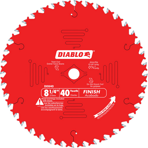 Contractor Saw Blades - Finishing Saw Blades, 8-1/4", 40 Teeth, Wood Use Seaboard Timber Mart