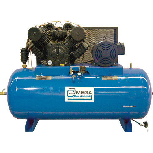 Industrial Series Air Compressors - Horizontal Compressor - Two Stages, 200 Gal. (240 US Gal) Seaboard Timber Mart