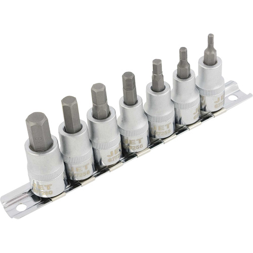 HSW3811M Jeu de sept douilles longues hexagonales m&eacute;triques 2", Hexagonale, Prise 3/8", 7 mr Seaboard Timber Mart